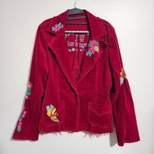 Johnny Was Ruby Corduroy Embroidered Blazer Size Large